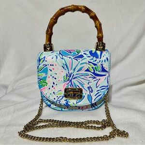 Lilly Pulitzer Leilani Bamboo Top Handle Mini Bag Coastal  Chain New